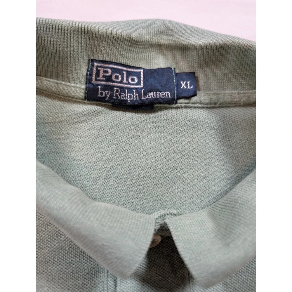 Vtg Polo Ralph Lauren S/S Shirt Mens XL Sage Green Pique Cotton Pony EUC